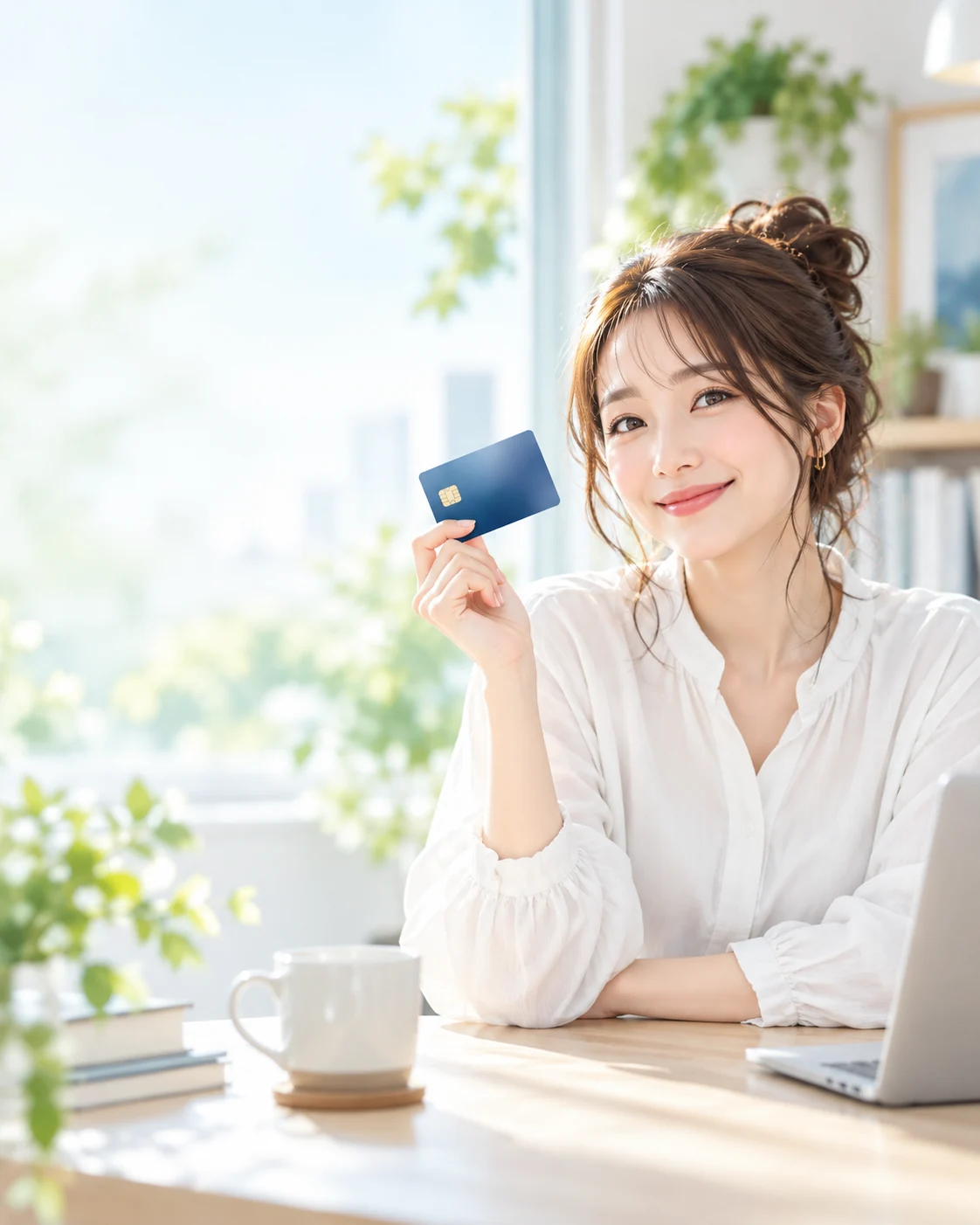 カードを持つ女性のAI生成イメージ。実在の利用者ではありません。